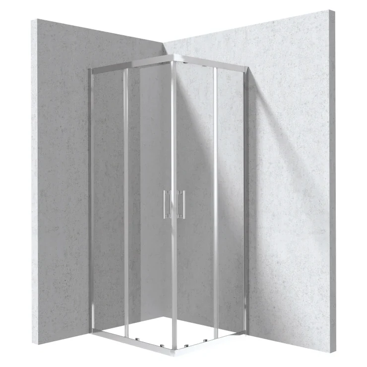 Funkia Evo duschhörna 80x90 cm med skjutdörrar och kromprofiler